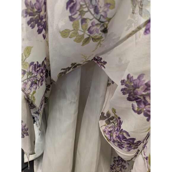 Vintage Ivory Lilac Floral Floor Length Silk Dress sz 12 Bridesmaid Formal - Picture 11 of 16